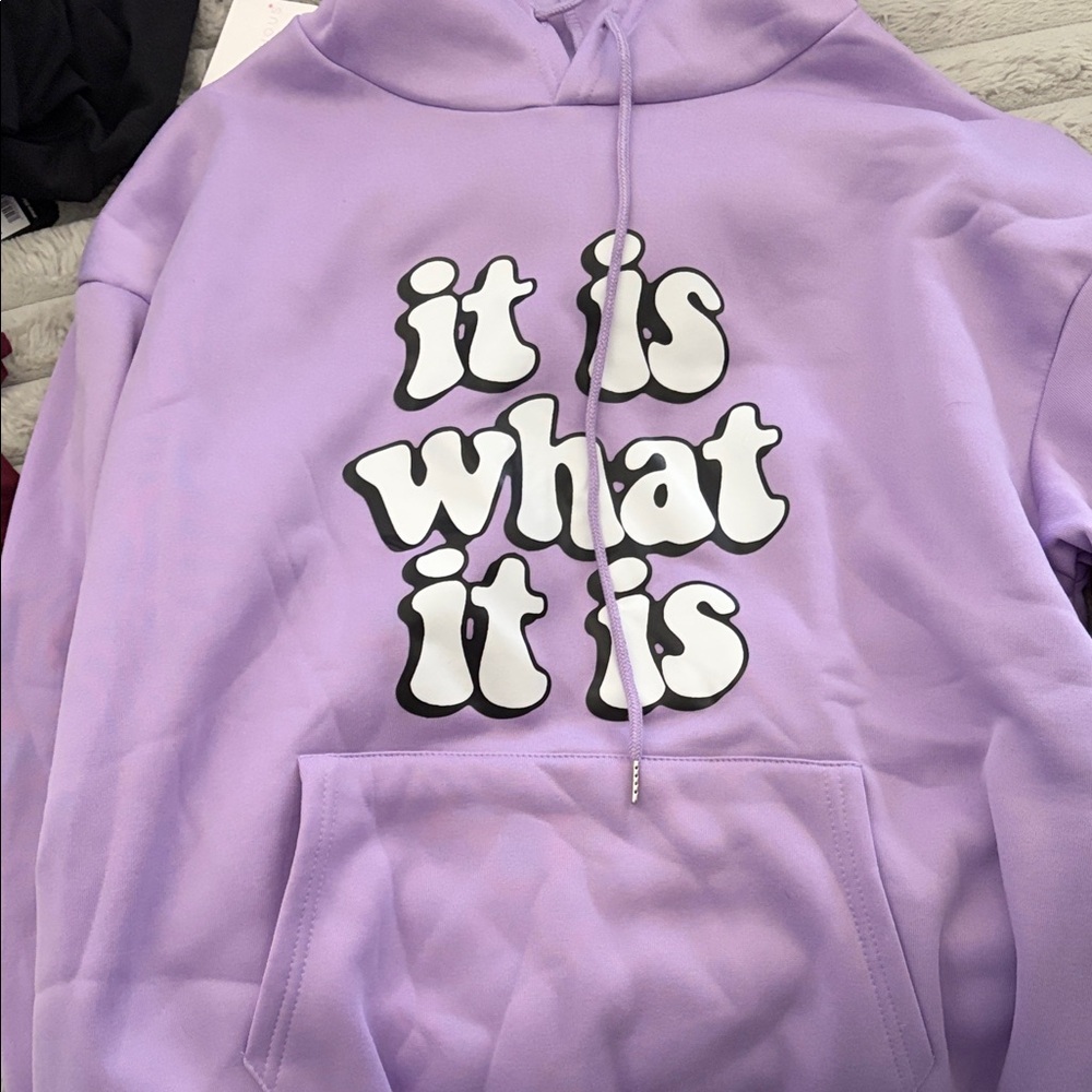Lavender Hoodie with Slogan